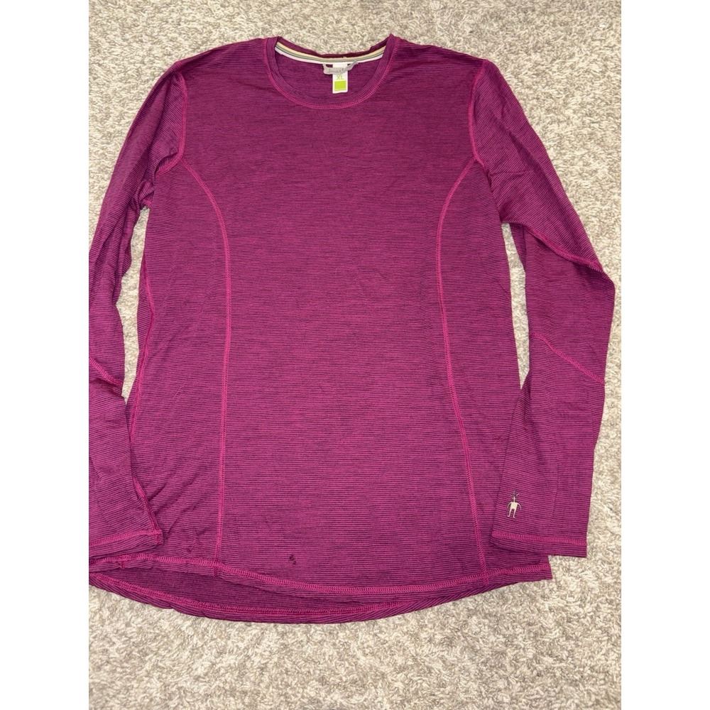 Smartwool Womens XL Merino Wool Base Layer Top Pink Magenta Long Sleeve AS iS